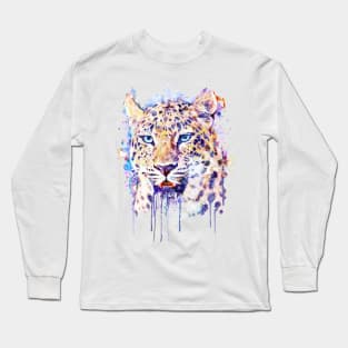 Watercolor Leopard Head Long Sleeve T-Shirt